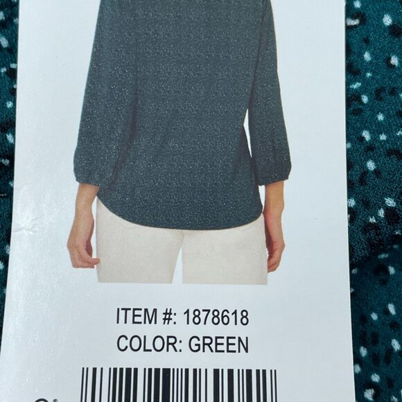 Adrianna Papell Teal Polka Dot Blouse Smocked Details Small d0387 - Picture 16 of 16